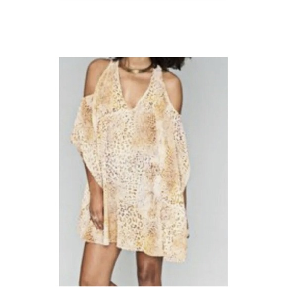 Show Me Your MuMu Tops - Show Me Your MuMu Peta Boo Tunic Kimono Womens M Sheer Animal Print Top Brown